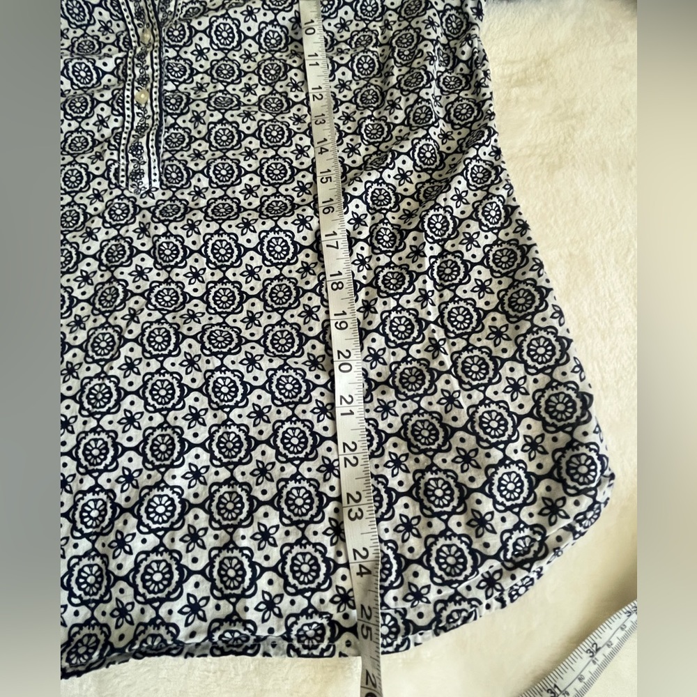 Talbots Blue and White Women top Tunic 3/4 Sleeve Sz Mp‎ - Picture 9 of 9